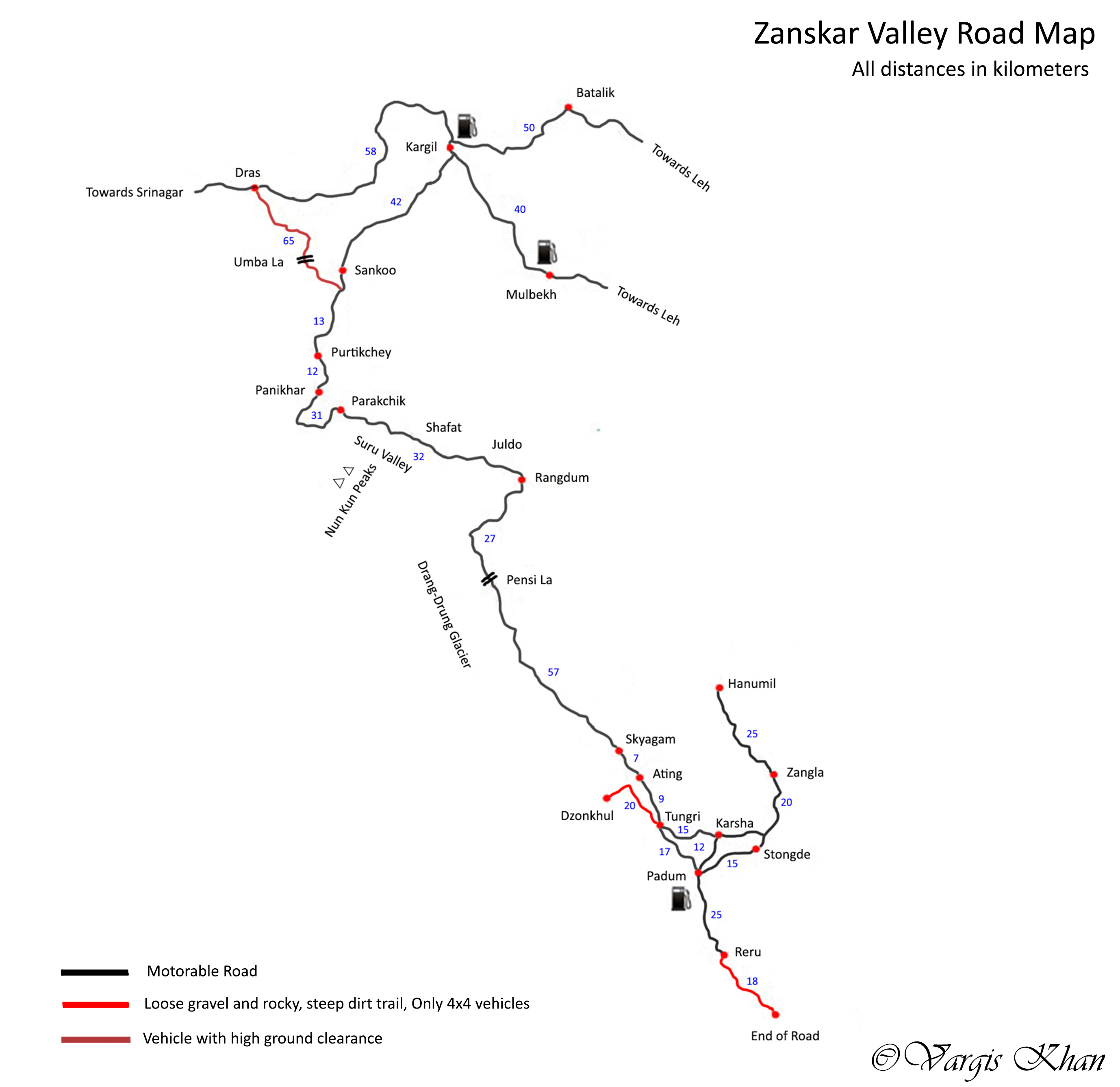 zanskar valley road map