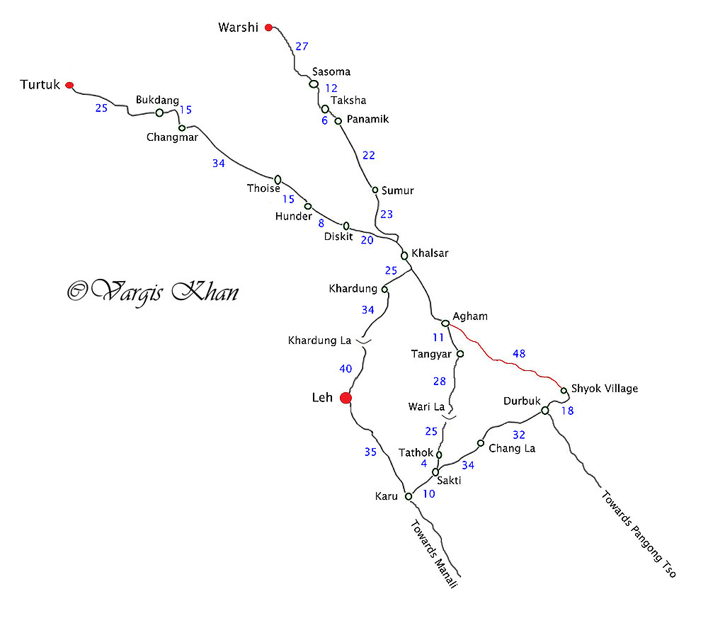 nubra valley road map