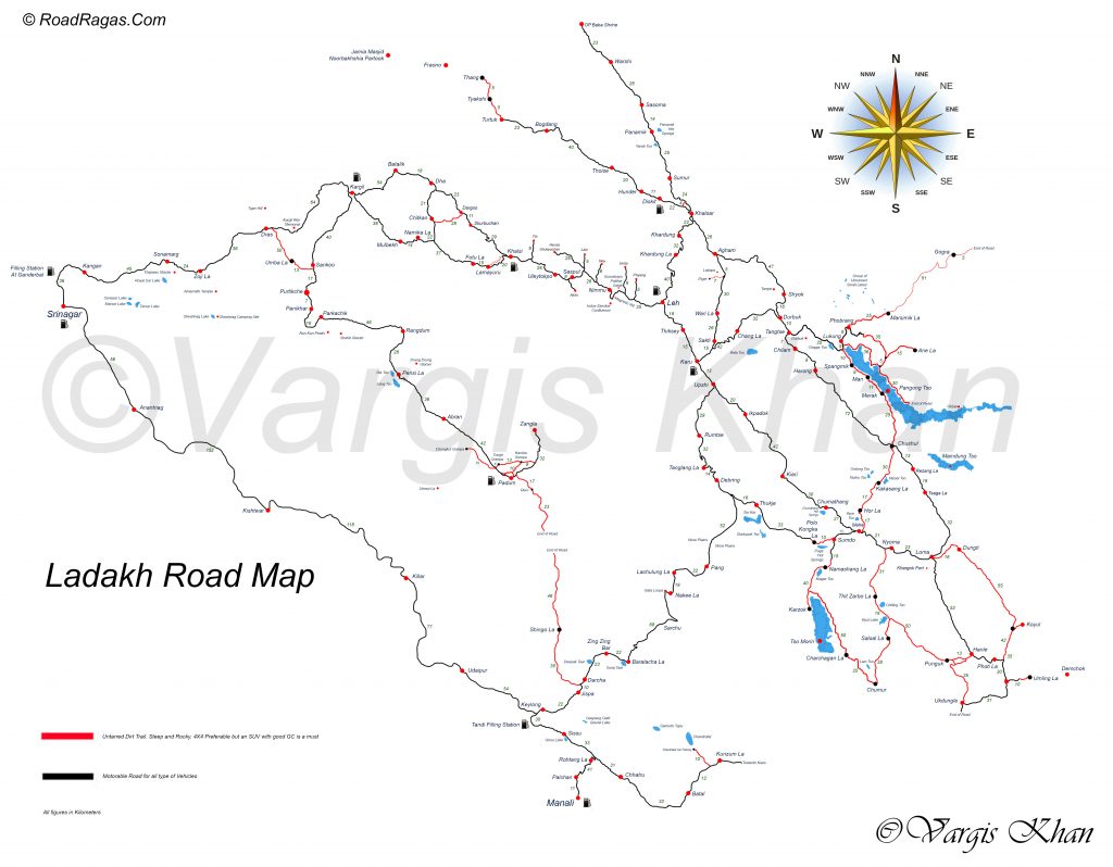 Nepal Ladakh Area Map   Ladakh Road Map 1024x798 