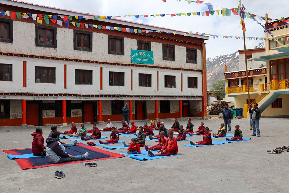 Yoga lessons in Key Monastery complex