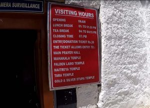 thiksey monastery timings