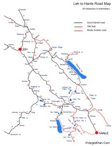 leh to hanle road map