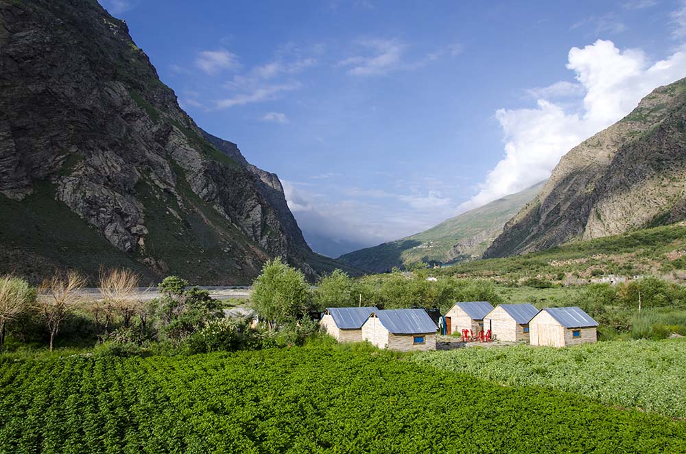 wooden huts