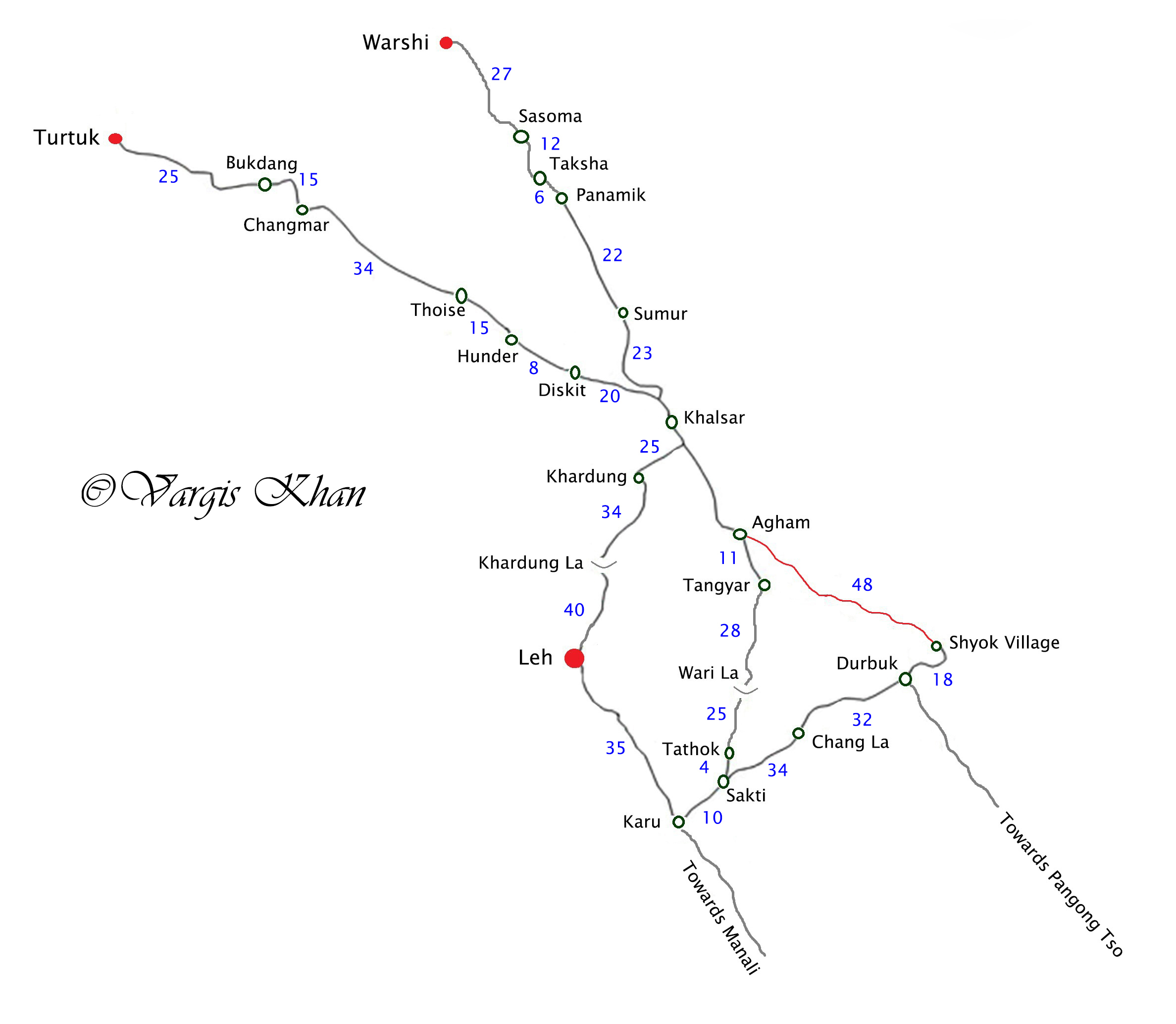 road map of ladakh