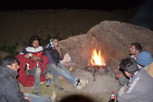 bonfire at chandratal