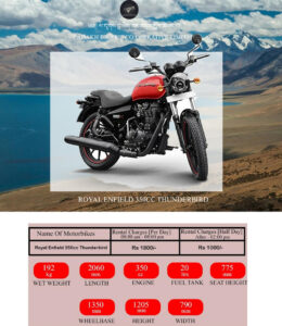 leh ladakh bike rental rates