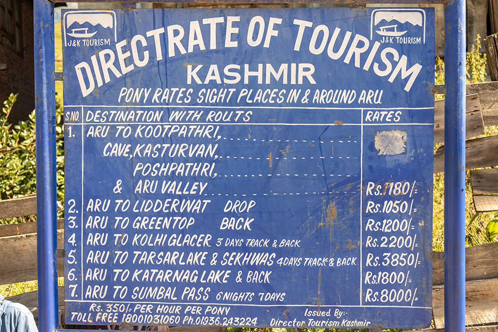 trekking rates in pahalgam