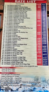 srinagar taxi rates